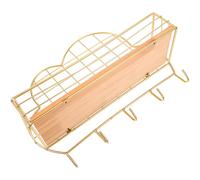 BESTOMZ Wall Hanging Rack in Ferro Battuto e Legno con Design a Cornice Dorato per Stoccaggio in Spazi Pratici