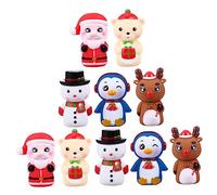 BESTonZON 10pezzi Burattini Da Dito Di Natale Per Ragazzo Ragazza Giocattoli Interattivi Tema Natalizio Piccoli Burattini in Pvc Flessibili Per Feste e Storie