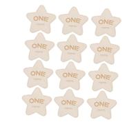 BESTonZON 12pezzi Pz Dischi Di Legno Per Annuncio Nascita e Mensili Per Design Due Facce Forma Di Stella Per Foto Memorabili e Celebrazioni