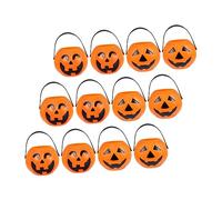 BESTonZON 12pezzi Secchiello Di Halloween Forma Di Zucca Secchiello Di Plastica Manici Per Decorazioni Di Halloween Porta Caramelle e Per Caramelle