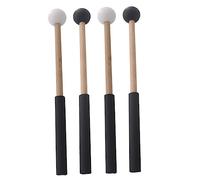 BESTonZON 2 paia Bacchette per Xilofono con Ergonomico Mallets per Strumenti Percussione Testine Resistenti Gomma Legno Accessori Musicali per Marimba e Tamburello Nero e Bianco