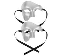 BESTonZON 2 Pezzi Maschera da Carnevale Uomo Vintage in Plastica Argento, Mezza Faccia Classica per Cosplay e Festa di Carnevale, Soluzione Versatile per Make-up e Accessori Masquerade