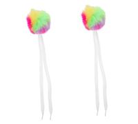 BESTonZON 2 Pom Pom Decorativi per Lacci con Campanellino Palline Soffici Artificiale Leggere e Colorate per Accessori Pattinaggio e Hockey