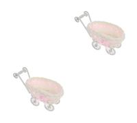 BESTonZON 2 Pz Carrello in Rattan Favorire Il Contenitore Arredamento Carrozzina Contenitore Per Caramelle Scatole Per Bomboniere Carrozzina D'epoca Carrozzina Per Bambole Plastica Rosa