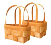 BESTonZON 2 Pz cesto di fiori in legno coperchio porta casa piccolo cestino intrecciato arredamento unico cesta giocattoli cesti cestini intrecciati mini cestini di legno Light Brown