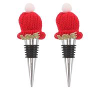 BESTonZON 2 Tappi per Vino Natalizi: Tappi Ermetici Riutilizzabili a Forma di Cappello di Babbo Natale per Decorazioni Natalizie.
