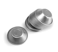 BESTonZON 25 stampi in lega di alluminio per crostate di uova di forma rotonda, per cupcake, mini torte, riutilizzabili, in metallo, per torte, biscotti, pasticceria (argento)