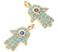 BESTonZON 2pezzi Charm Pendenti Hamsa in Ottone per Portachiavi Fai da Te Orecchini Decorazioni di Protezione per Gioielli Artigianali