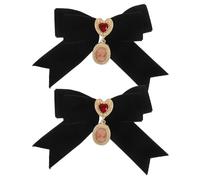 BESTonZON 2pezzi Fiocco in Velluto Pre-annodato Forma di Cuore Spilla per Costume Francese Accessorio per Cravatta da Matrimonio Natalizio da Donna Ornamento per Ghirlanda da Porta