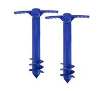 BESTonZON 2Pezzi Picchetto di Supporto per ombrellone Mare del Supporto del Basamento con 5- A Vite A Spirale One Size Fits all Ombrellone per La Sabbia Heavy Duty (Blu)