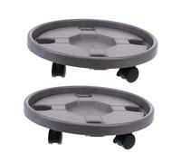 BESTonZON 2pezzi Sottovaso Rotondo con Ruote Supporto per Piante in Plastica Carrello per Fioriere con Ruote Gradi Vassoio Mobile per Vasi da Base per Fioriera con Freno Integrato per e