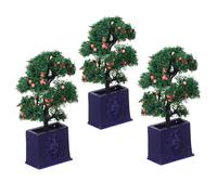 BESTonZON 3 Dollhouse Potted Fruit Trees Miniature Bonsai Realistic Artificial Plants For Miniature House Garden Decor Maintenance And Portable Mini Trees