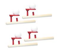 BESTonZON 4 Set Giocattolo per Soffiare Palline Galleggianti in Legno e Plastica - Gioco di Stabilità e Soffio per Bambini, per Feste di Compleanno e Giochi Educativi all'Aperto