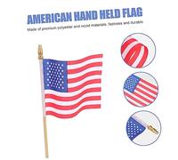 BESTonZON 40 pezzi Mini Bandiere Americane con in Legno Bandierine Usa Portatili in Poliestere Resistente per Decorazioni Patriottiche Del e Feste Indipendenza