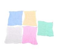 BESTonZON 5 Pezzi Asciugamani Quadrati in Garza Di Cotone Morbida Sei Strati Per Ragazza Asciugamano Per Viso in Cotone Stile Bianco Rosa Blu