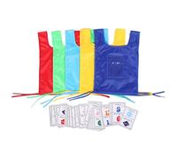 BESTonZON 5 Pezzi Gilet Educativo con Tasche per Carte Numeri e Figure Gioco Didattico per Gilet Colorato per Attività Interattive in Classe e Scuola Materna