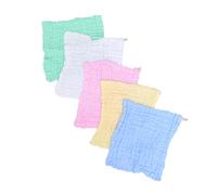 BESTonZON 5pezzi Asciugamani Quadrati in Cotone Per Ragazza Garza Di Cotone Lavata Sei Strati Asciugamano Per Viso Per Ragazza Morbido e Assorbente Colori Bianco Rosa Blu