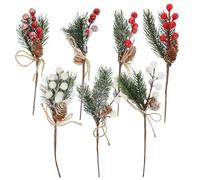 BESTonZON 7 Pezzi Ramo Decorativo Natalizio con Bacche Rosse, Pigne e Filo | Riutilizzabile, Leggero e Resistente All’usura, per Feste a Tema Natale, Composizioni Floreali e Centrotavola