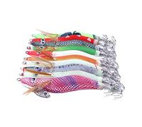 BESTonZON Aghi da Pesca per Gamberetti e Calamari 10 Pezzi Set Esche Artificiali Realistiche in Plastica Resistente e Uncini in Acciaio Antiruggine per Pesca Sportiva in Mare