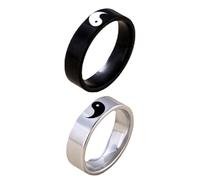 BESTonZON Anelli Design Elegante e Confortevole in Acciaio Inossidabile 2 Pezzi Coppia Yin Yang Simbolo Tai Chi per Innamorati e Anniversari