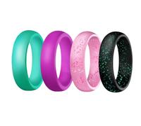 BESTonZON Anelli in Silicone Glitterati Sportivi Da Donna, Set Da 4 Pezzi Multicolore, Anelli Morbidi e Flessibili Per Allenamento, Nuoto e Ciclismo