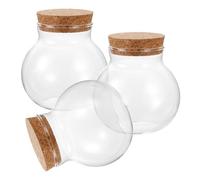 BESTonZON Bottiglia Ecologica in Vetro Trasparente 3 Pezzi con Tappo in Sughero, Contenitore Micro-paesaggio da Tavolo 10x11 Cm per Decorazione Casa e Terrario