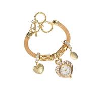 BESTonZON Bracciale da Donna con Orologio a Forma di Cuore Dorato, Catena da Polso Lucida con Ciondoli, Orologio Decorativo Elegante per Feste e Regalo Femminile