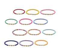 BESTonZON Braccialetti da Donna 12 Pezzi in Argilla Morbida Colorata Stile Bohémien Elastici Stelle e Cuori per Spiaggia e Matrimoni Chic