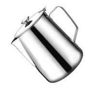 BESTonZON Bricco per latte in acciaio inox con coperchio, 600 ml, per caffè, caffè, caffè, cappuccino, latte, latte, latte, caraffa e montalatte