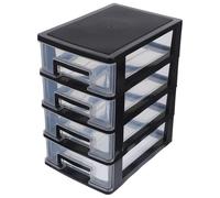 BESTonZON Cassettiera in Plastica Nera a 4 Strati, Organizer da Cassetto Leggero e Multifunzione, Mobiletto Salvaspazio per Studio e Soggiorno