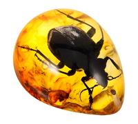 BESTonZON Ciondolo Ambra Resina Esemplare Vero di Coleottero Decorazione Artigianale Leggera e Resistente Pendente a Goccia per Creazioni di Gioielli e Accessori Personalizzati