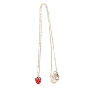 BESTonZON Collana di Fragole Ciondolo Rosso Smaltato 3D Gioiello da Donna Ecocompatibile Accessorio Moda per Ragazze e Regalo per Occasioni Festive