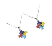 BESTonZON Collana Puzzle Autistico da 2 Pezzi, Collana Delicata Ciondolo Colorato la Consapevolezza Dell'autismo, Leggera e Resistente, come Regalo Decorativo per Feste e Compleanni