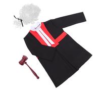 BESTonZON Costume da Giudice Traspirante e Confortevole per Ragazzo Ragazza Parrucca e Martelletto, Set in Poliestere e Plastica per Giochi di Ruolo e Cosplay