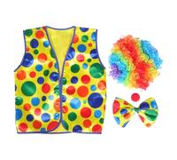 BESTonZON Costume da Pagliaccio Set Parrucca Color Arcobaleno e Naso Rosso, Accessori da Clown per Feste Cosplay e Compleanni Ragazzo Ragazza