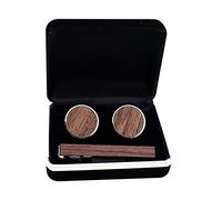 BESTonZON Cufflinks da Uomo in Noce e Lega, Set 1 Pezzo, Finitura Lucida | Leggeri e Resistenti All’usura, Uso Rapido e Pratico, Colore Marrone, Stile Raffinato per Camicie
