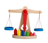 BESTonZON Giocattolo Bilancia in Legno Educativo per Gioco Interattivo per Sviluppo Cognitivo e Calcolo Numerico Stimola Attenzione e Abilità Mentali