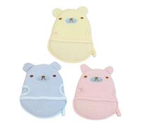BESTonZON Guanto da Bagno Esfoliante Design Animale per Bambino Bambina, Set da 3, in Cotone e Velour Cristallo, per Doccia e Bagnetto, per Bambino Bambina e Piccoli