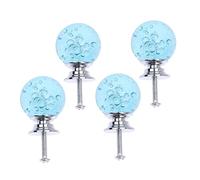 BESTonZON Maniglie per Cassetti a Palla di Bolle Turchese con Base Argento, Set da 4 Pomelli Singolo Foro con Vite, per Armadi e Mobili Casa e Ufficio