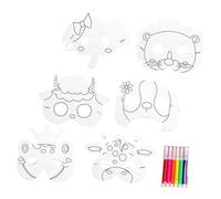 BESTonZON Maschere Animali Bianche da Colorare per Maschere Divertenti Diy per Feste e Giochi Creativi Kit con Attività Manuale per Sviluppo Abilità Motorie e