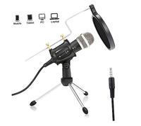 BESTonZON Microfono Condensatore Con Asta Boom e Supporto Tripod Per Registrazioni Streaming e Gaming Completo Per Voce e Canto Nero