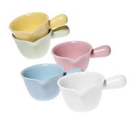 BESTonZON Mini Brocca Per Latte in Ceramica 100 Ml Con Manico, Brocca Per Sciroppo e Salsa, Resistente e Multiuso Casa, Bar, Ristoranti, Set Da 5 Pezzi Colorati