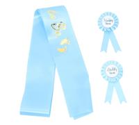 BESTonZON Mom To Be Sash e Badge Dad To Be per Shower Decorazioni Festa Genitori Fascia Blu con Spille Papà e Accessori Fotografici per Evento Speciale