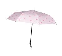 BESTonZON Ombrello Pieghevole Anti UV Rosa Leggero per Sole e Pioggia | Poliestere e Vinile, Design Semplice Motivo a Cuore, per Esterno e Giorni Piovosi