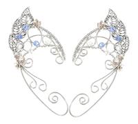 BESTonZON Orecchini a Polsino a Foglia per Donna, Clip Non Piercing in Argento, per Eventi come Halloween, Matrimoni e Feste a Tema, Design Unico a Tre Foglie