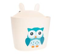 BESTonZON Organizer da Comodino e Cesto Appeso per Culla Porta Pannolini, Organizer per Bagno e Ufficio, Resistente e Salvaspazio, Dimensioni 24x13x28,5 Cm, Beige Motivo Gufo per Ragazzo