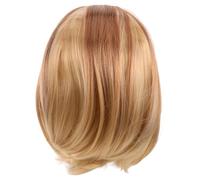 BESTonZON Parrucca Bob Sintetica Bionda Riga Centrale Caschetto Corto Liscio Pizzo Frontale Parrucca a Strati Regolabile per Donne Uso Quotidiano e Feste Cosplay