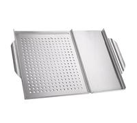 BESTonZON Piastra Quadrata per Grigliare in Metallo Inox 2-in-1 per Verdure e Carne - Antiaderente, Facile da Pulire, per Barbecue all'Aperto e Professionale