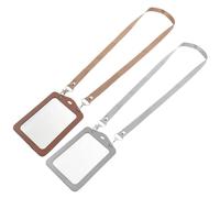 BESTonZON Porta Badge in Pelle Cordino 2 Pezzi Custodie Trasparenti Antigraffio per Carte da Gioco e Identificative Protezione Sottile e Resistente per Studenti Insegnanti e Personale