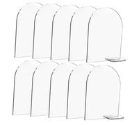 BESTonZON Portacartello in Acrilico Trasparente 10 Pezzi Base Semicircolare per Segnaposto Matrimonio, Supporto per Cartelli da Tavolo Resistenti e Sicuri, per Feste e Celebrazioni